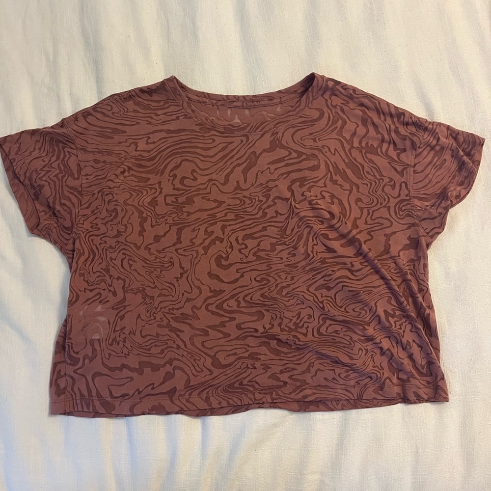 Lululemon Cates Tee Rose Pink Cropped Crewneck Shirt